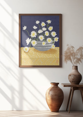 Daisy Bowl In Bloom Illustration Art Poster