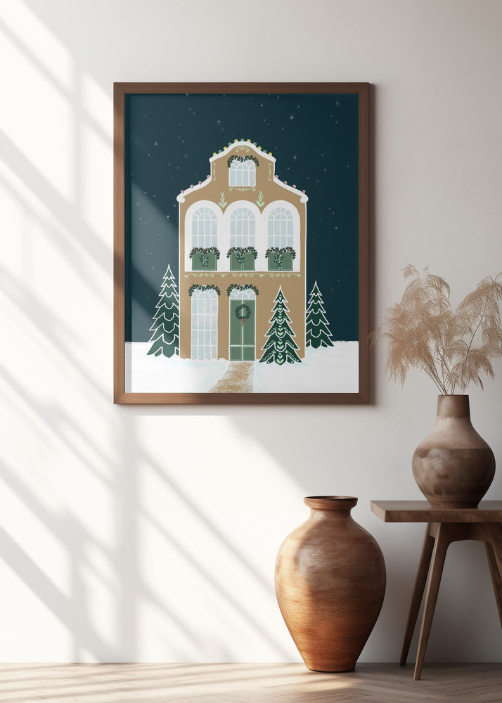 Starry gingerbread home Poster