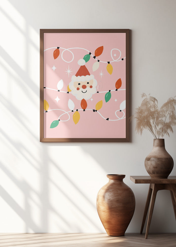 Holiday Christmas Santa Workshop Minimal Retro Pink Poster