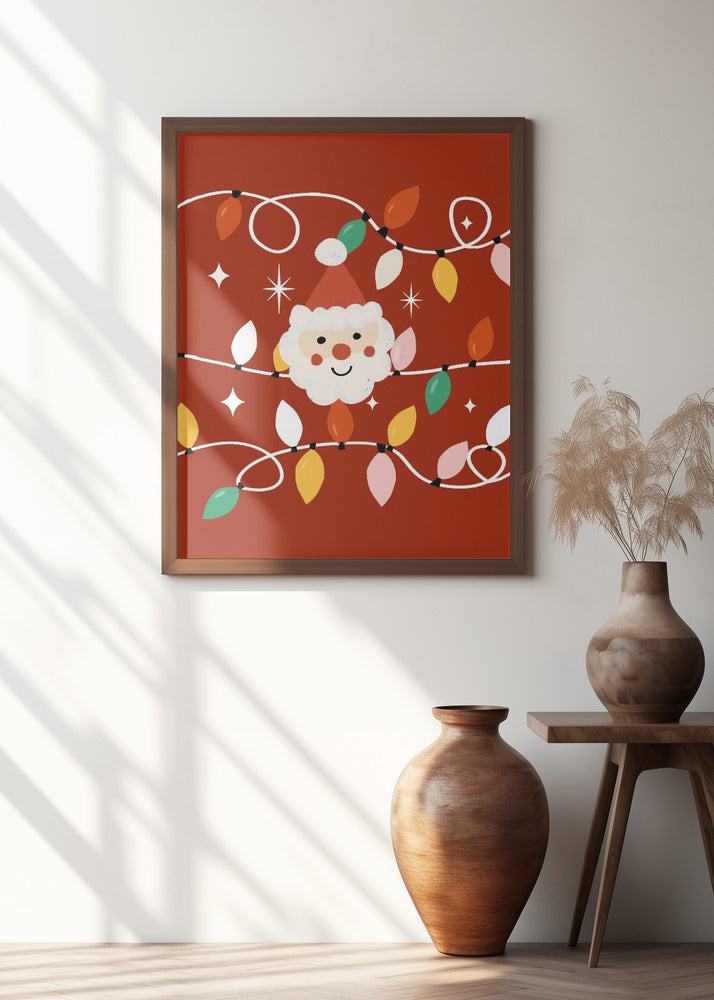 Holiday Christmas Santa Workshop Minimal Retro Red Poster