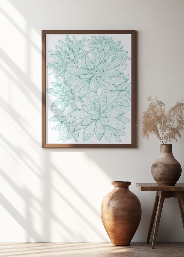 Turquoise Succulents Poster