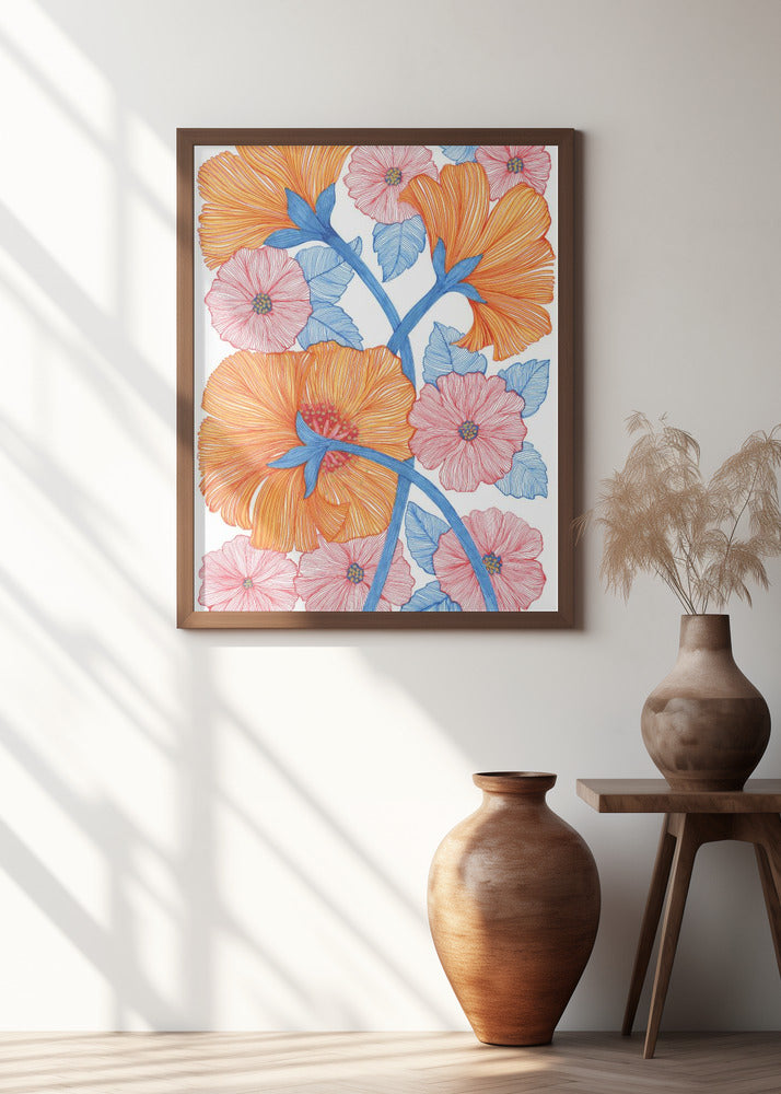 Big Orange Blooms Poster