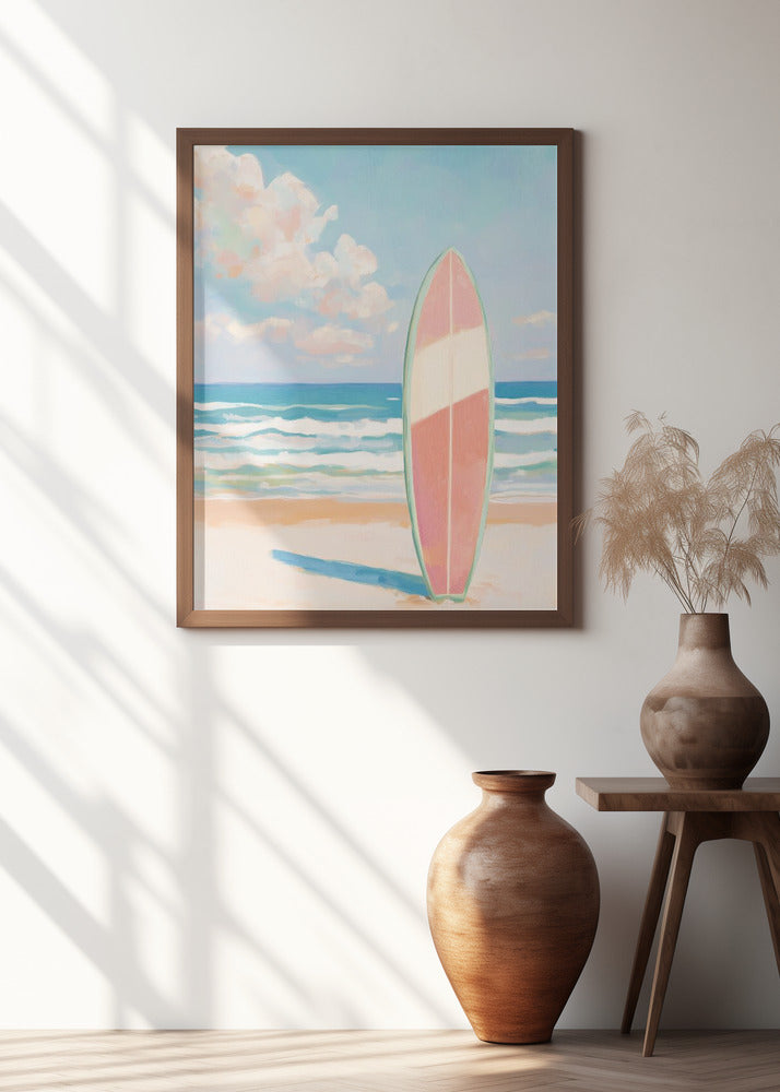 Sea Beach Surfboard Poster