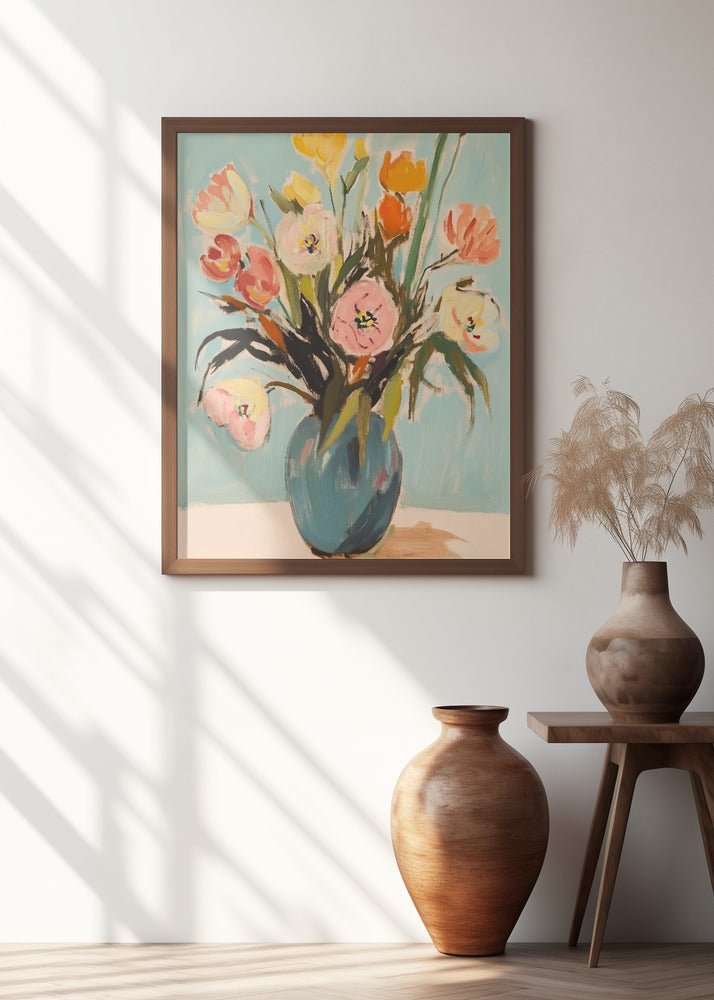 Colorful Flowers in Vase Poster