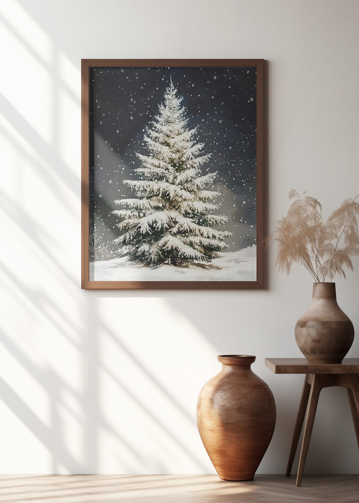 Snowfall Christmas Tree Poster