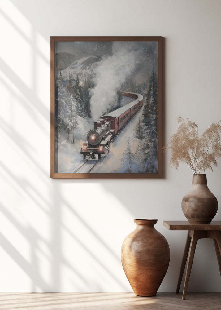 Snowfall Steam Train Poster