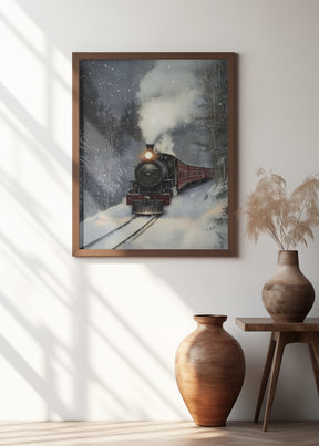 Winter Steam Train Poster