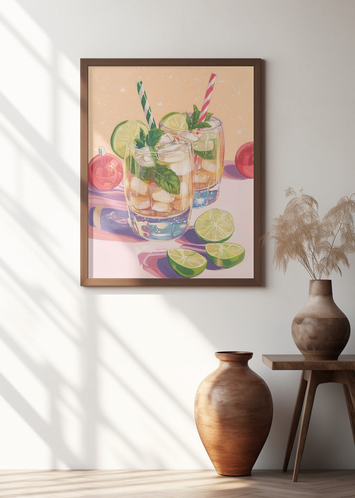 Mojito Summer Cocktails with Lime and Mint Poster