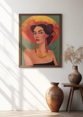 Mexican lady in sombrero Poster