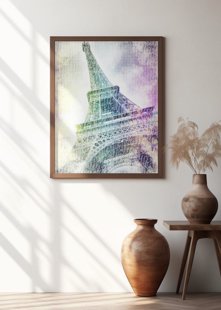 PARIS Watercolor Eiffel Tower Poster