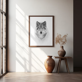 Portrait of a Timber Wolf Poster