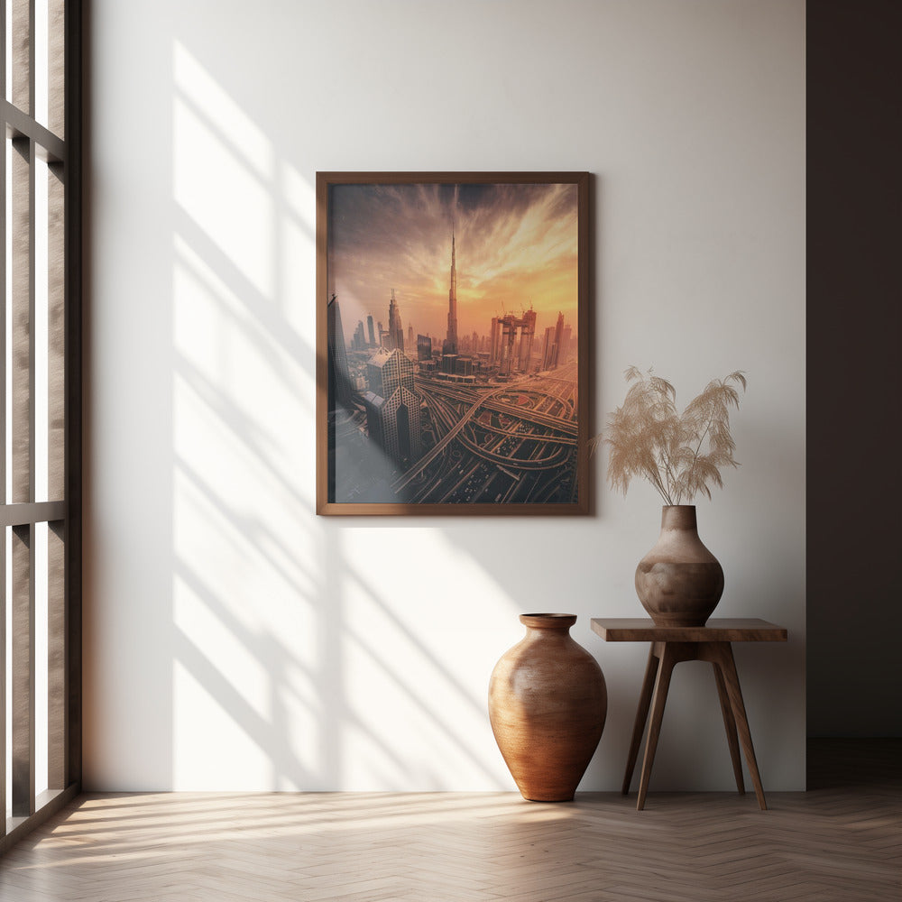 Dubai's Fiery sunset Poster