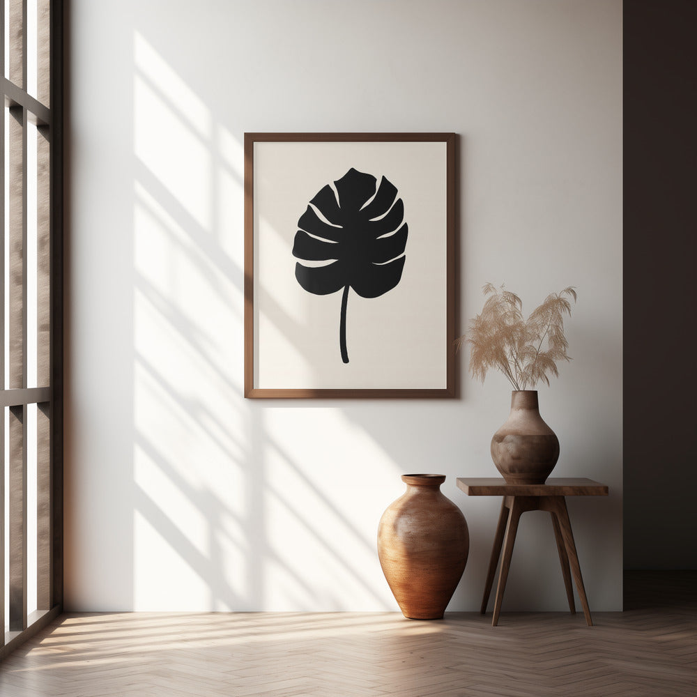 Monstera Leaf Black Poster