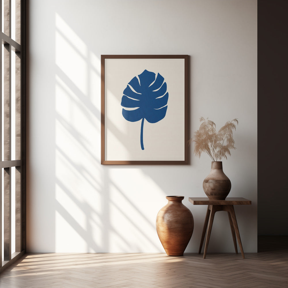 Monstera Canvas Blue Poster