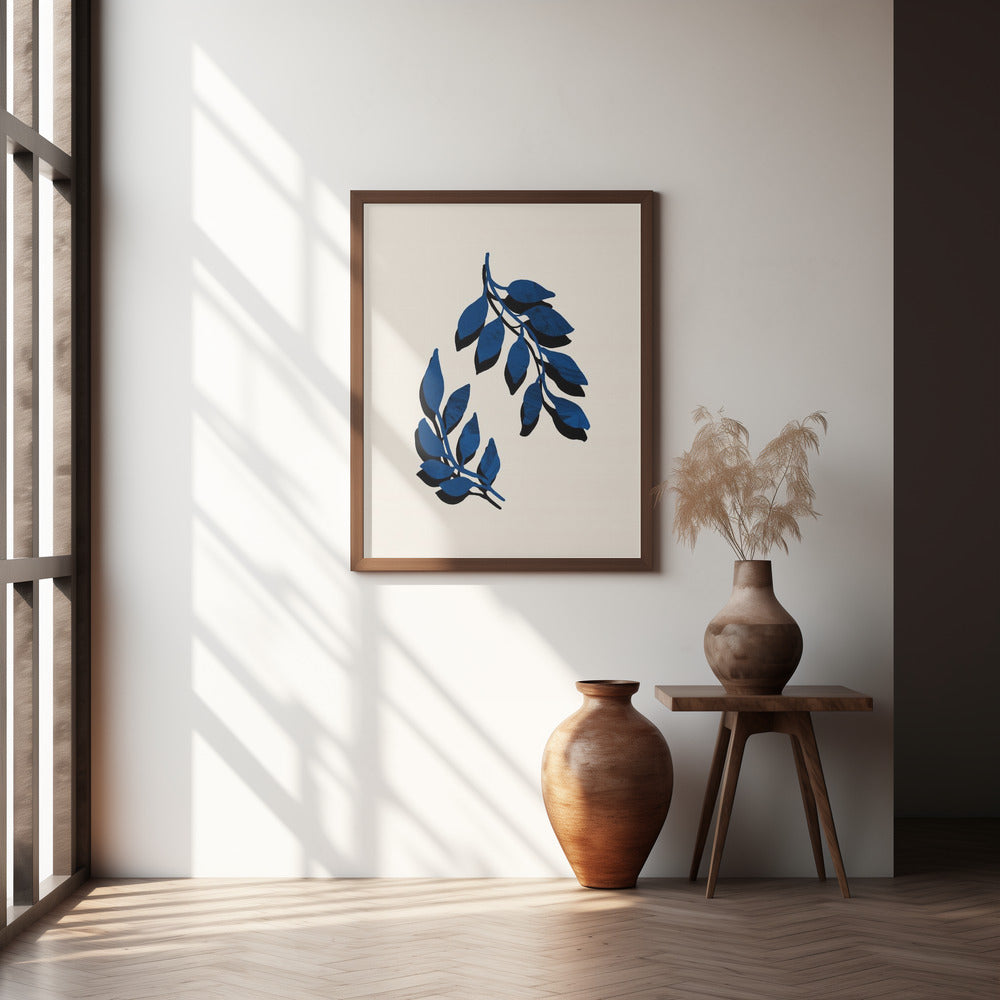 Blue Twig Brush Poster