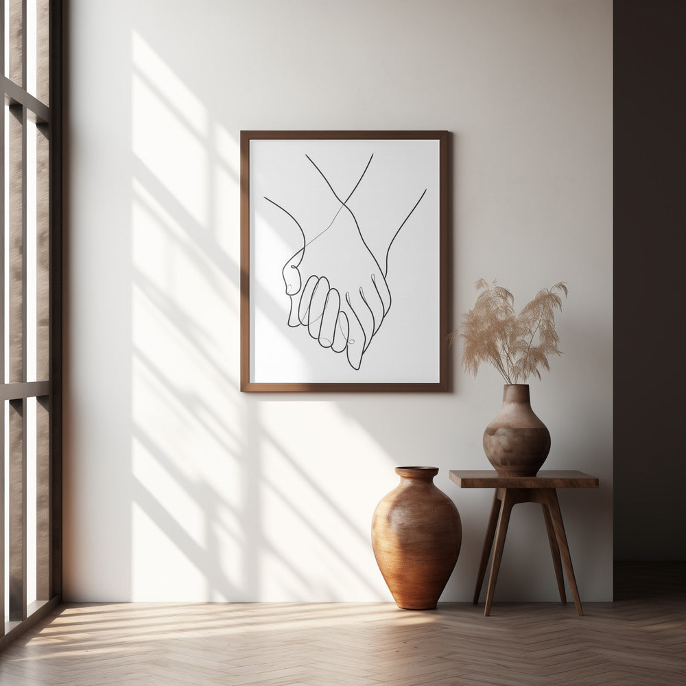 Holding Hands Lines Poster