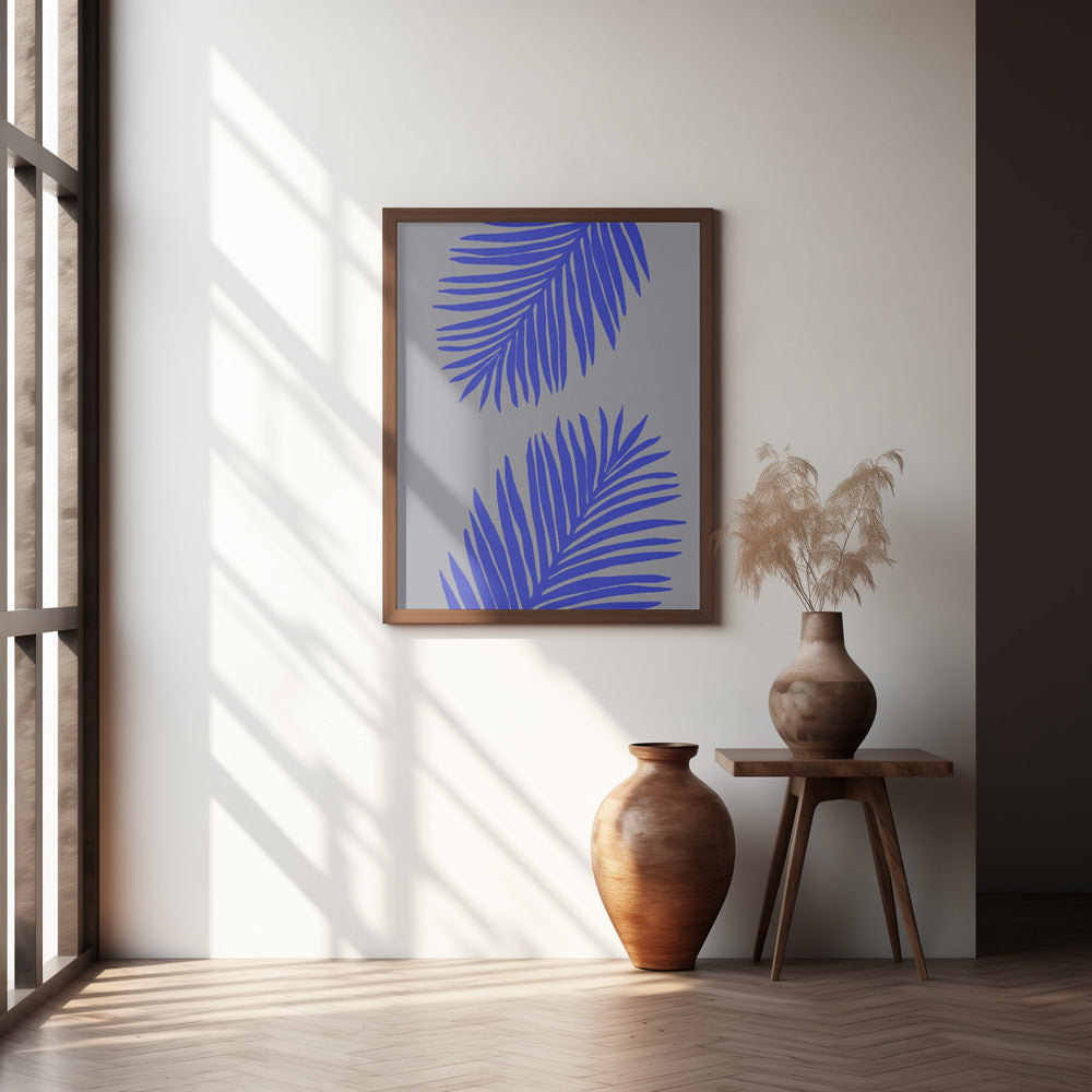 PALM LEAF 02 SOFT GRAY Poster