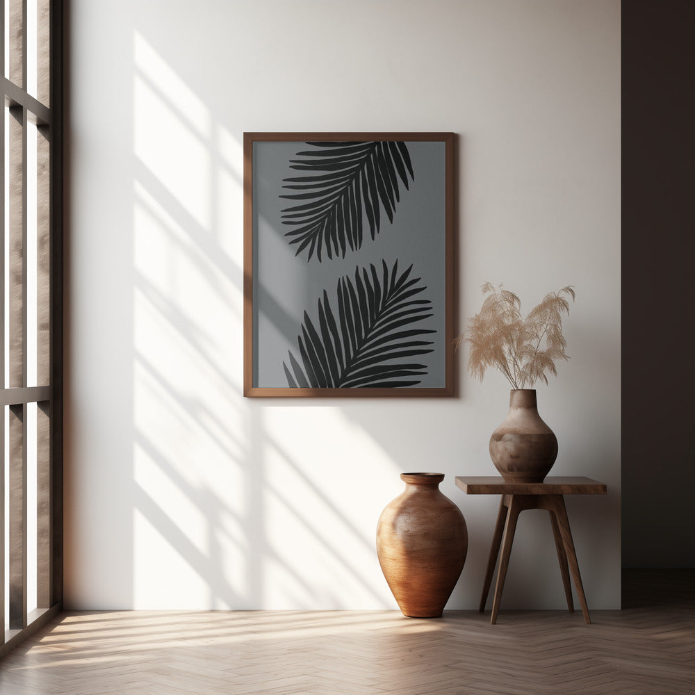 Palm Leaf Gray 02 Poster