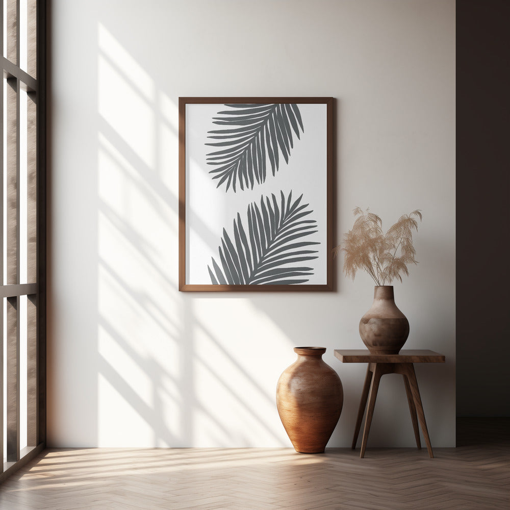 Palm Leaf Gray 01 Poster