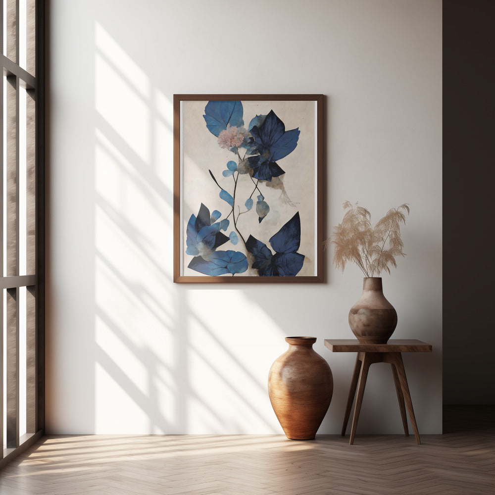 Blue Dry Flowers Poster