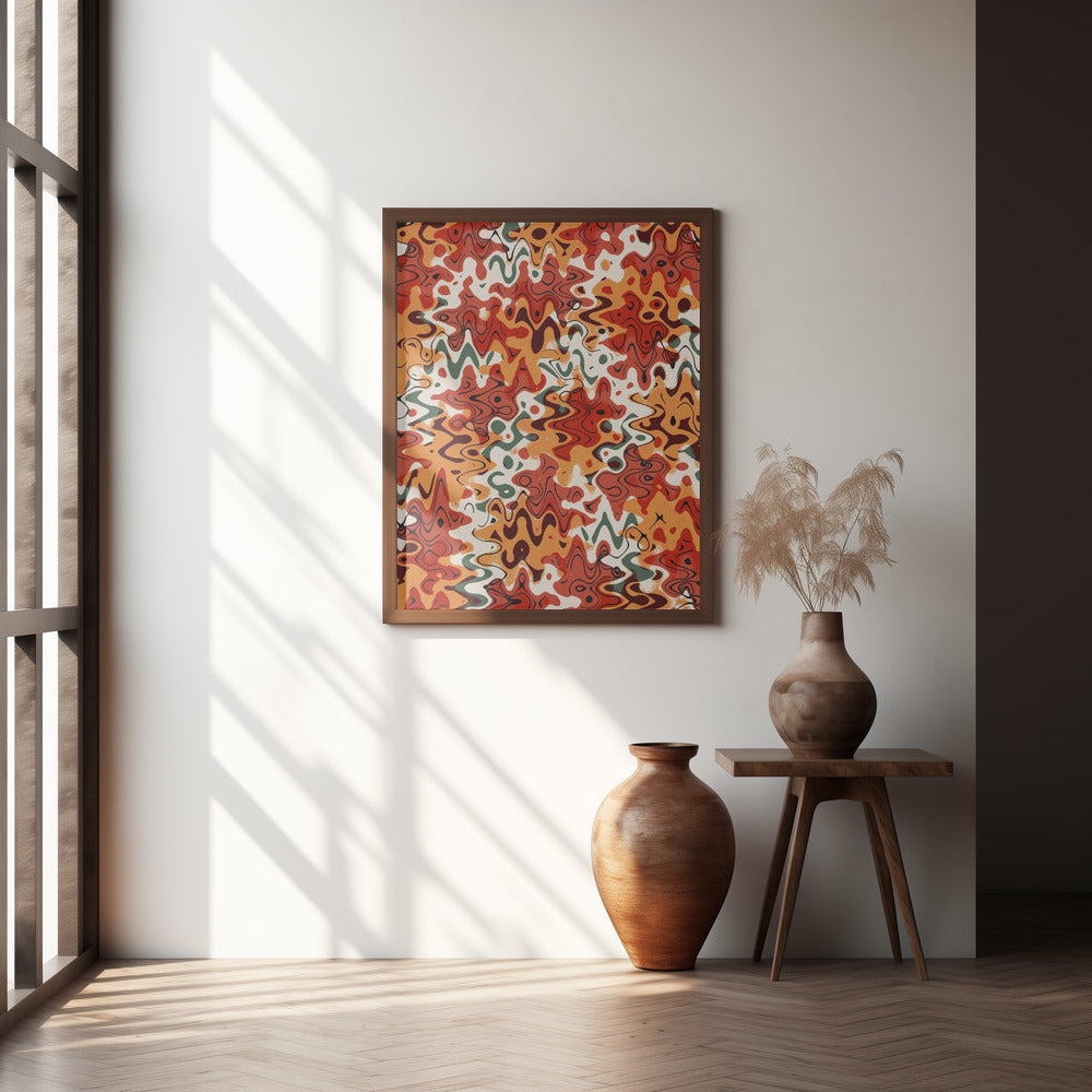 Liquid Red Orange Pattern Poster