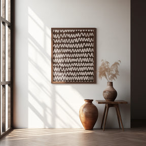 Beige ZigZag on Rusty Color Pattern Poster