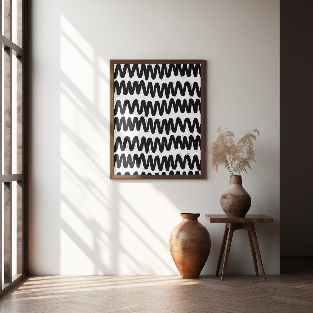 Black Zig Zag Pattern Poster