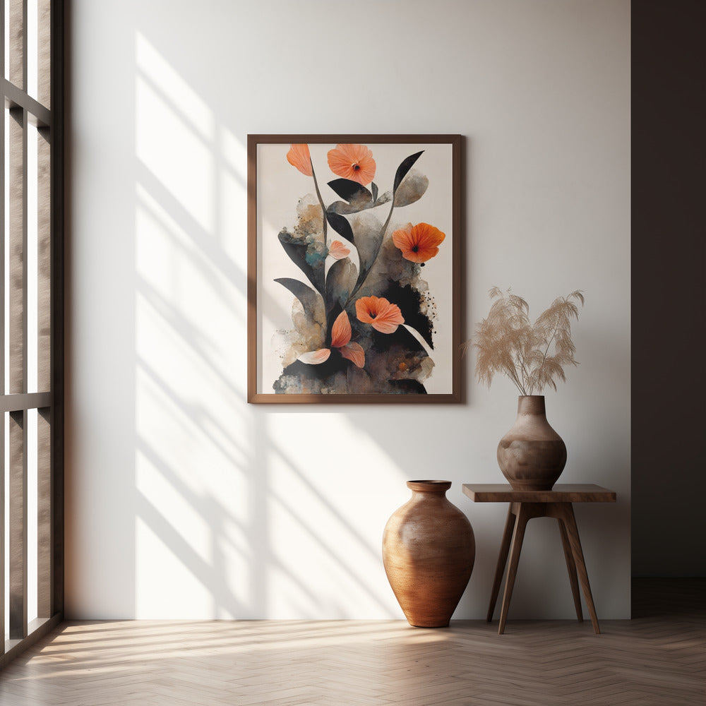 Coral Flowers Poster