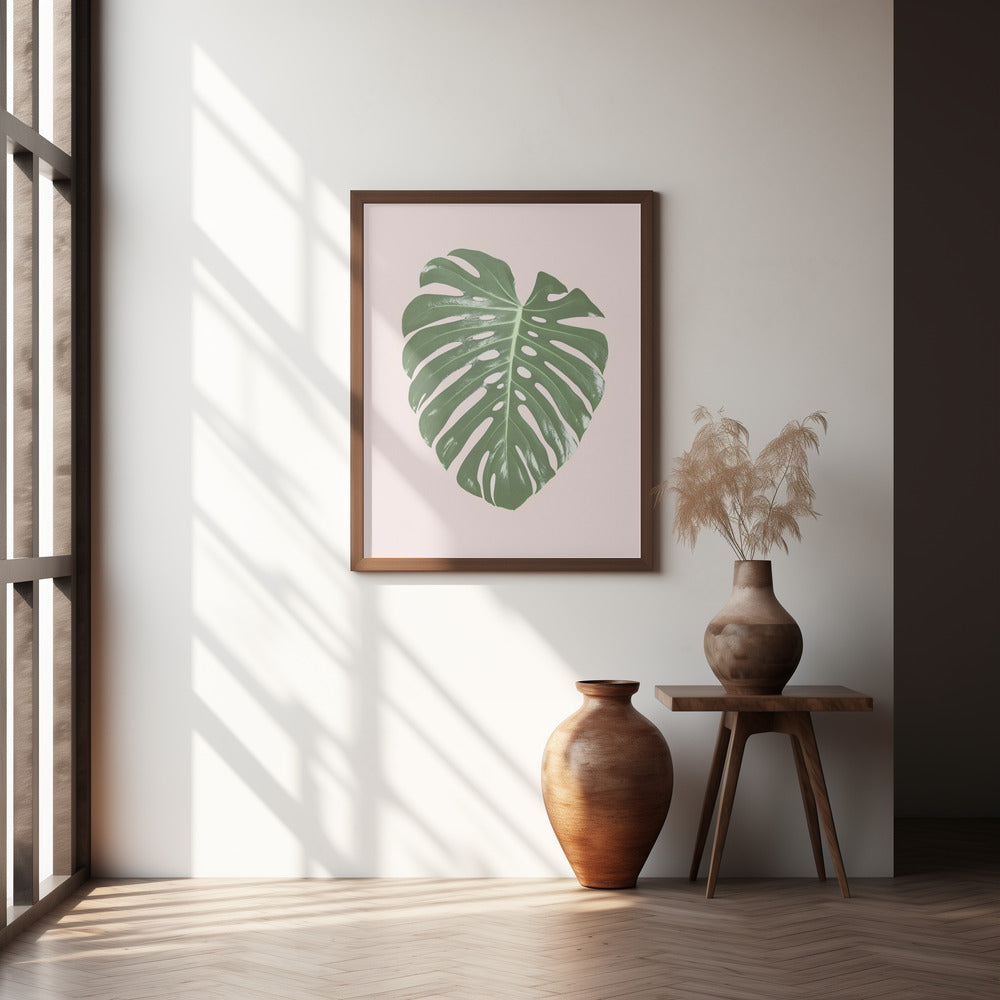 Monstera Leaf Blush Poster