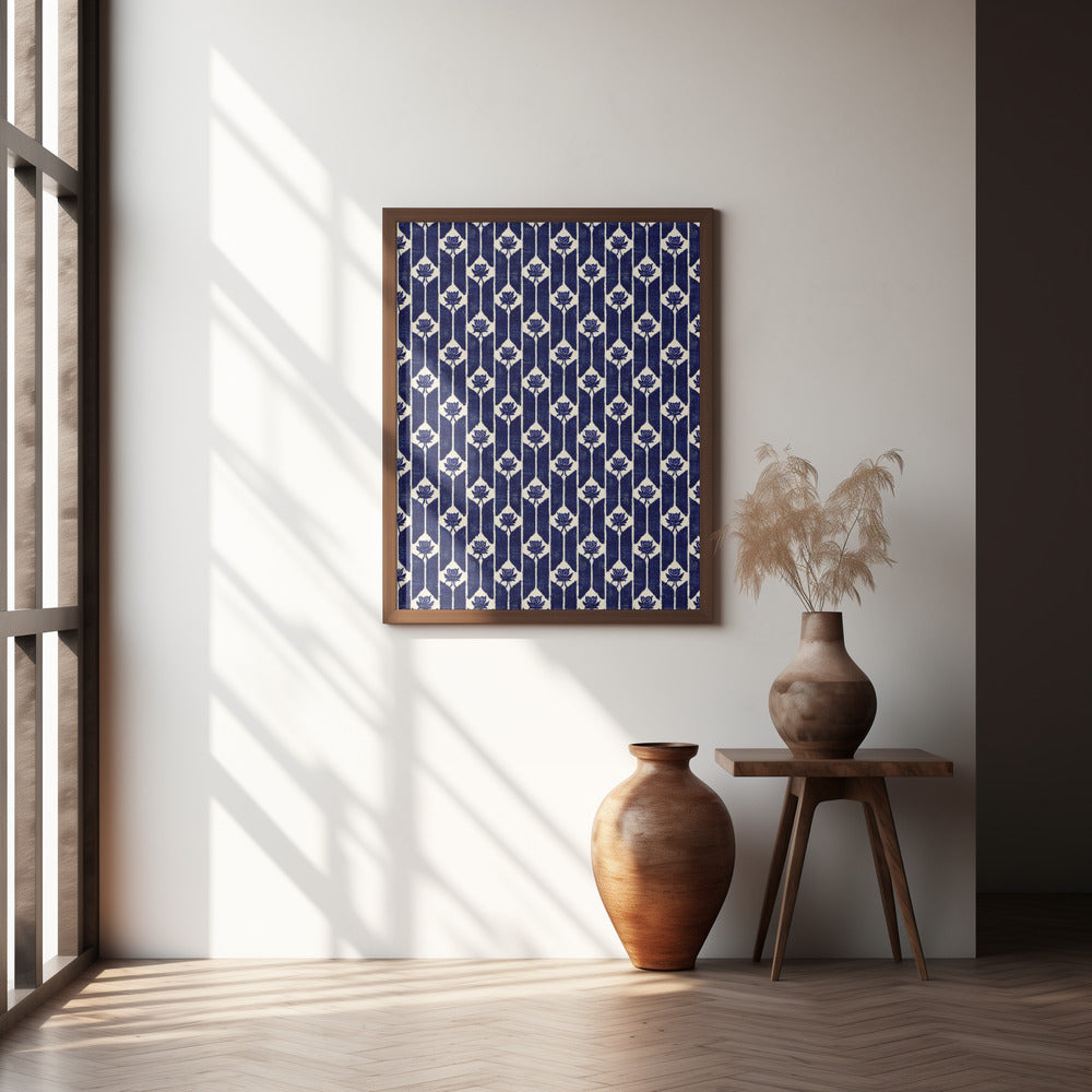 Stitches Blue Pattern Poster