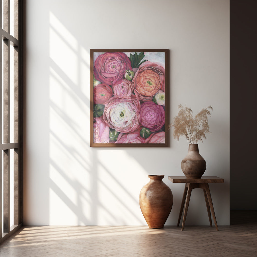 Arleth ranunculus bouquet in warm pink Poster