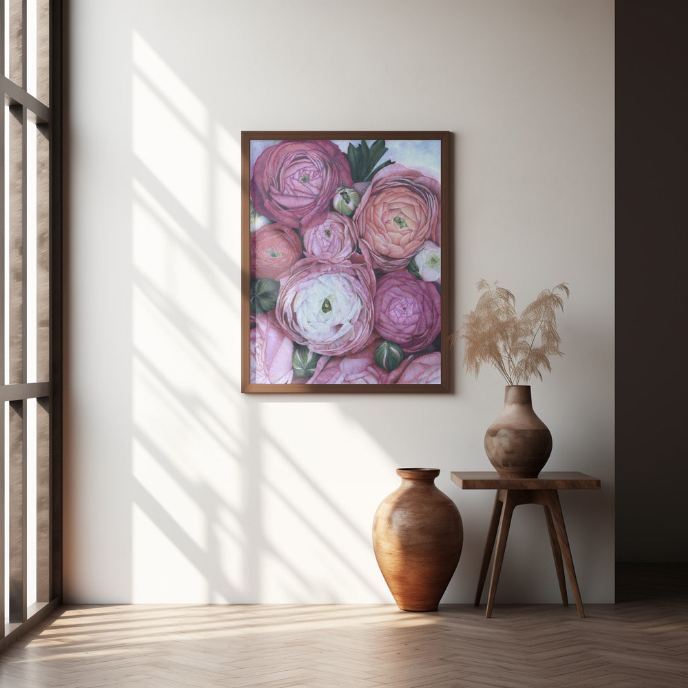 Arleth ranunculus bouquet in cold pink Poster