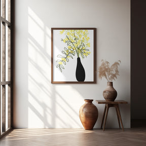 Yellow blooms in a vase Poster