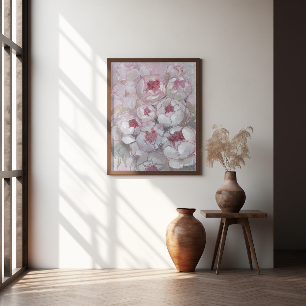 Nuria bouquet of peonies in pink Poster