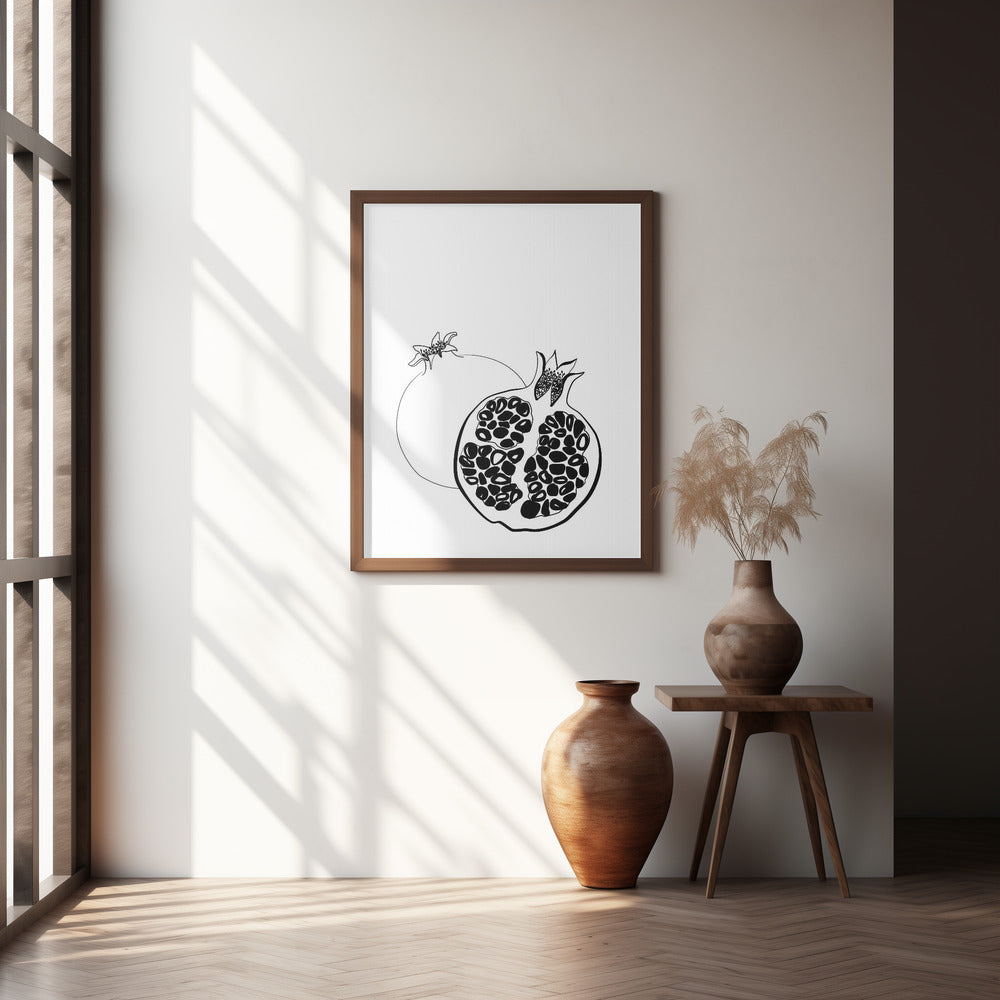 Line art pomegranates Poster