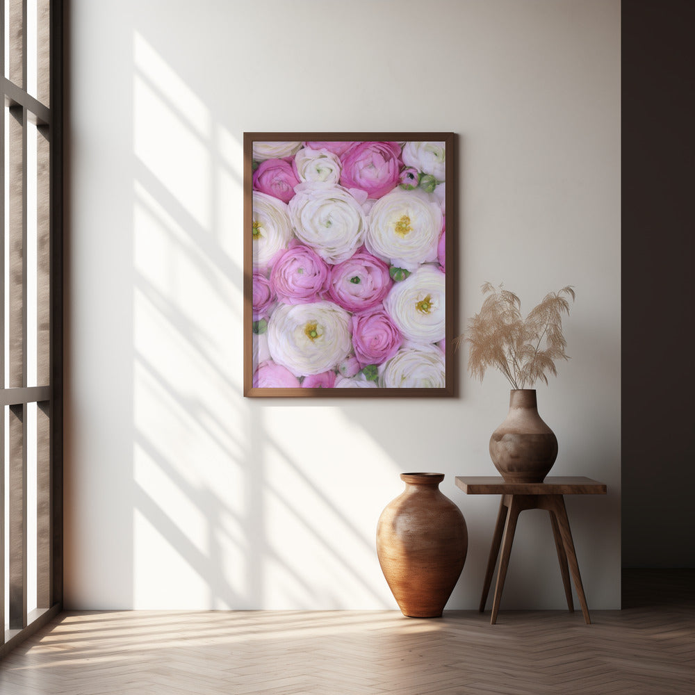 Scattered ranunculus in pink I Poster