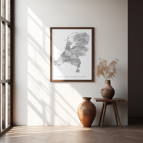 Gray map of the Netherlands Poster