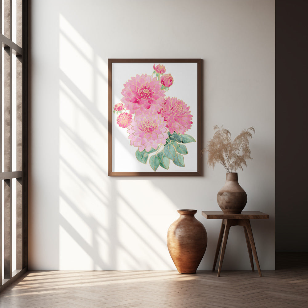 Pacey pink watercolor bouquet Poster