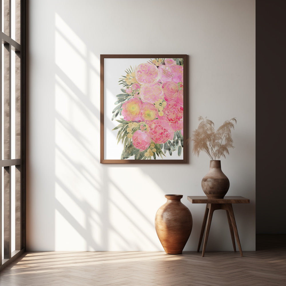 Rekha floral art in light pink watercolor Poster