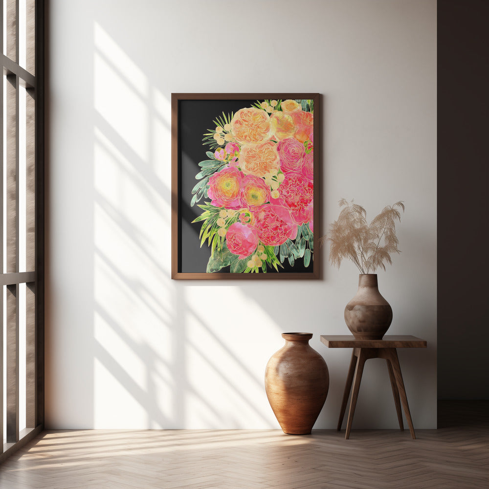 Rekha floral art in bright watercolor Poster