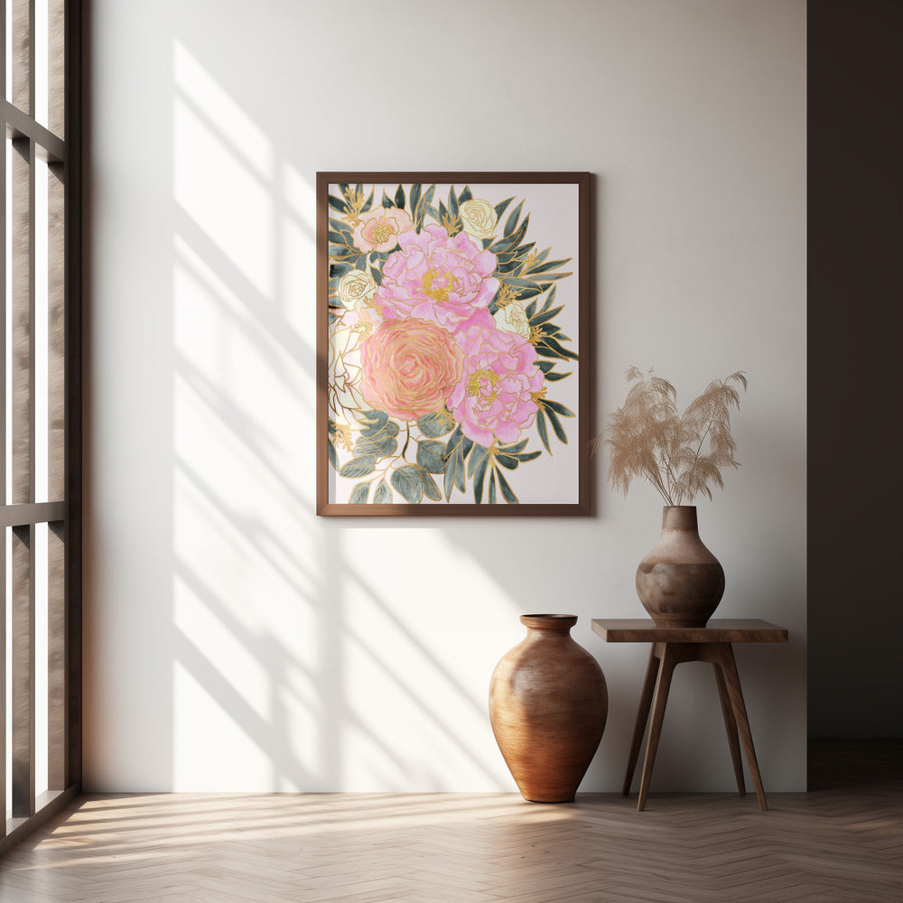 Nanette floral art in pastels Poster