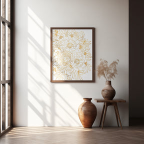 Nanette floral art in gold Poster