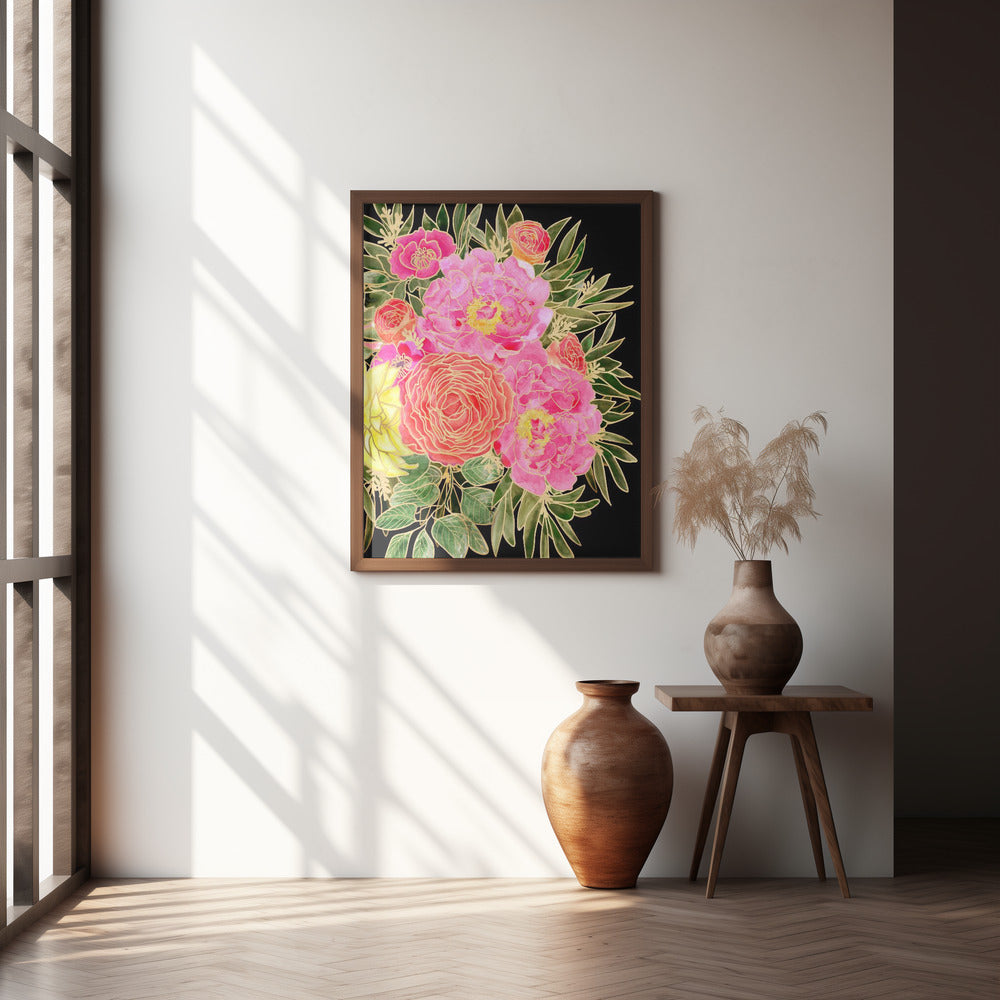 Nanette floral art in bright colors Poster