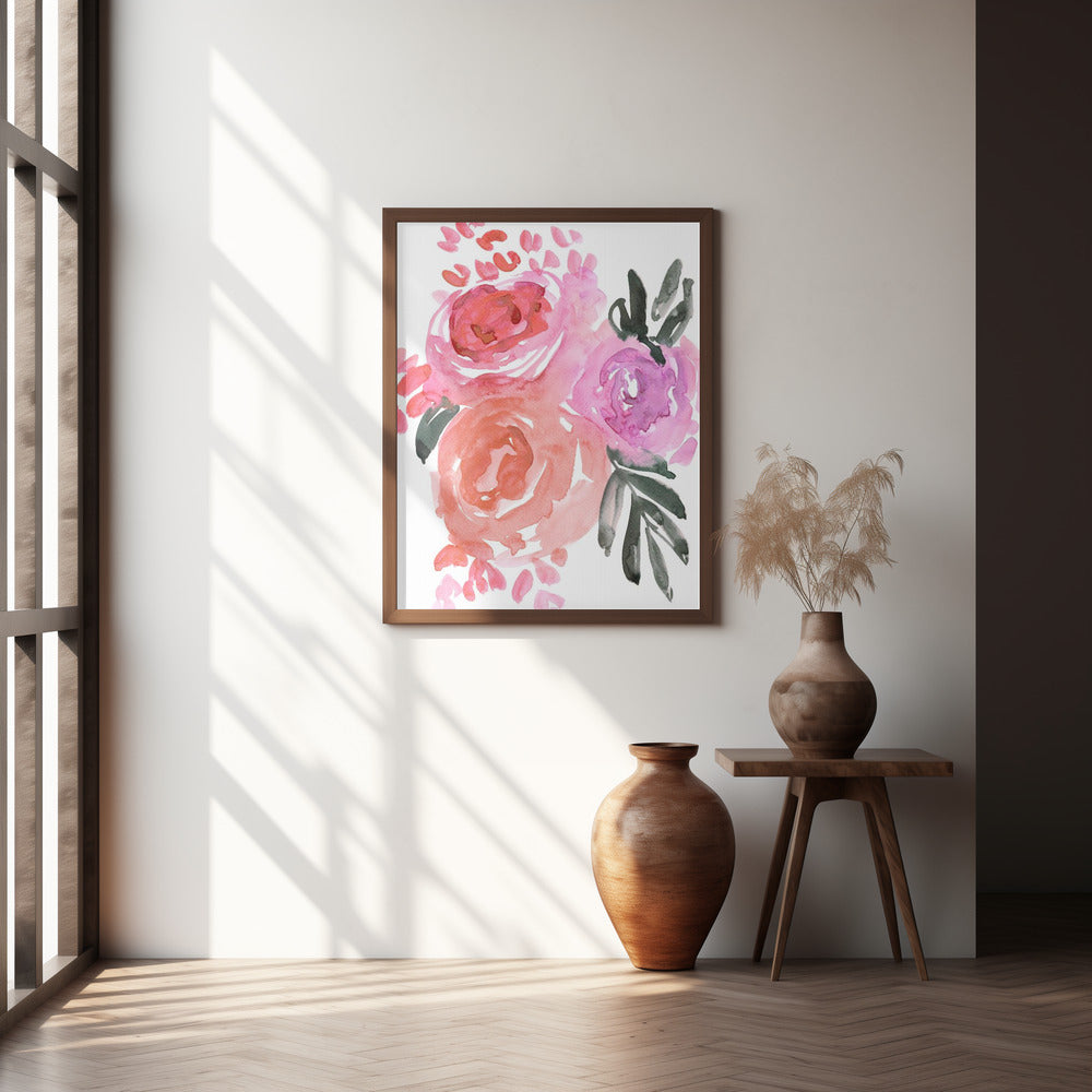 Maeko loose watercolor florals I Poster