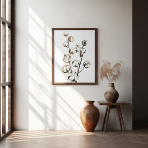 Watercolor cotton branch II Poster