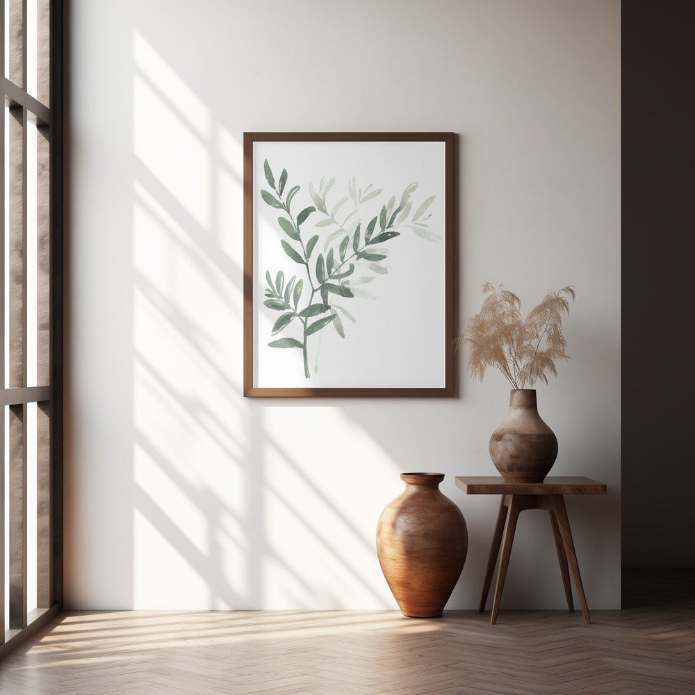 Watercolor laurel branch Poster