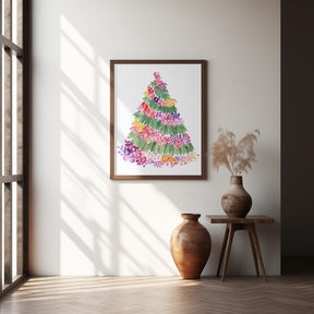 Floral watercolor Christmas tree Poster