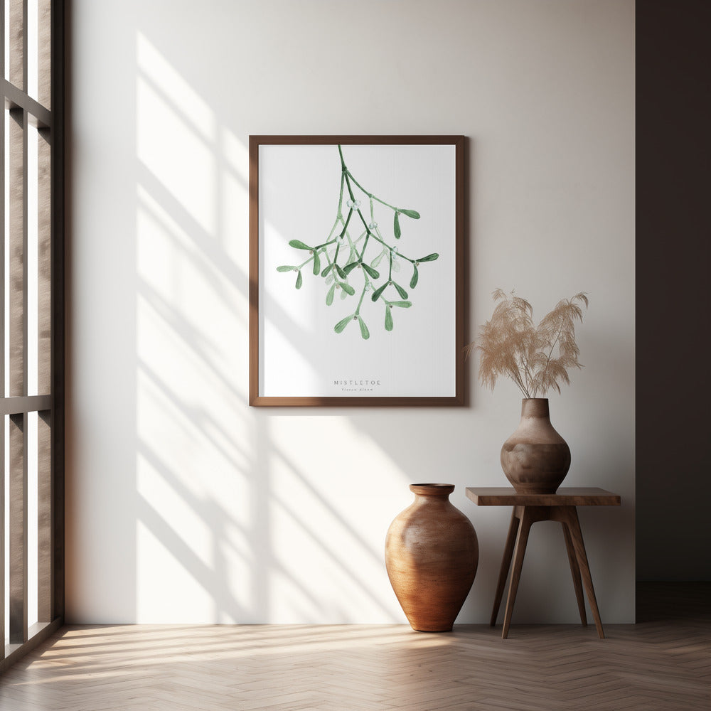 Watercolor mistletoe Poster