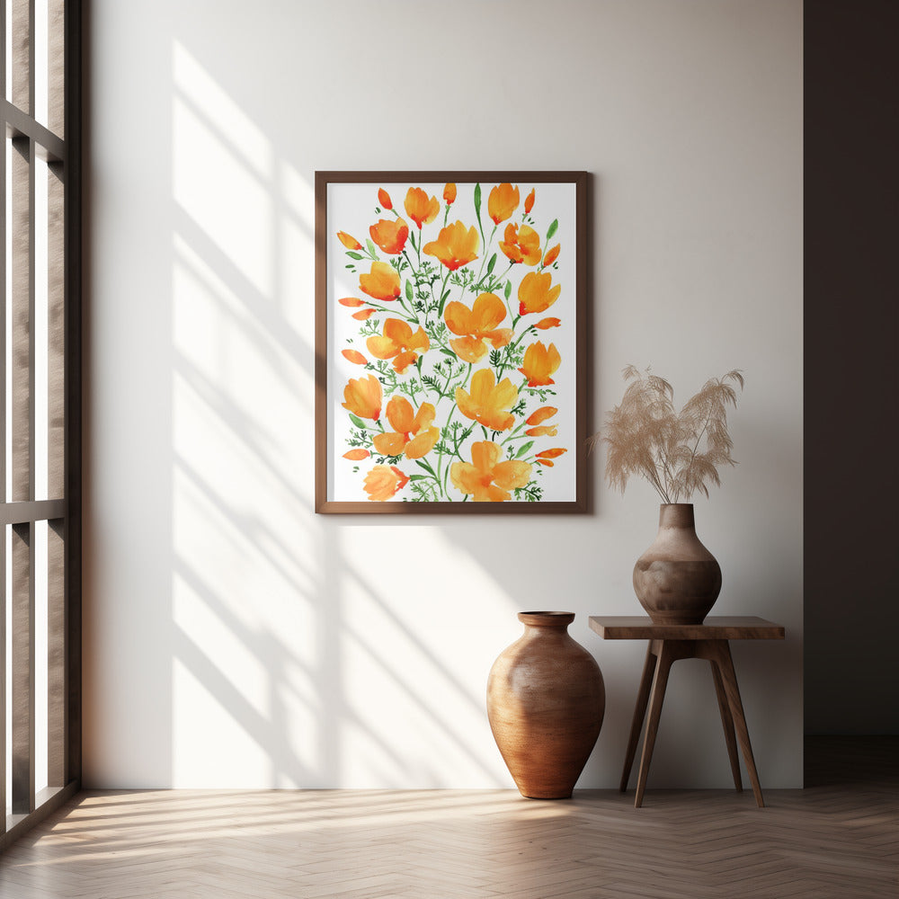 Watercolor California poppies Poster