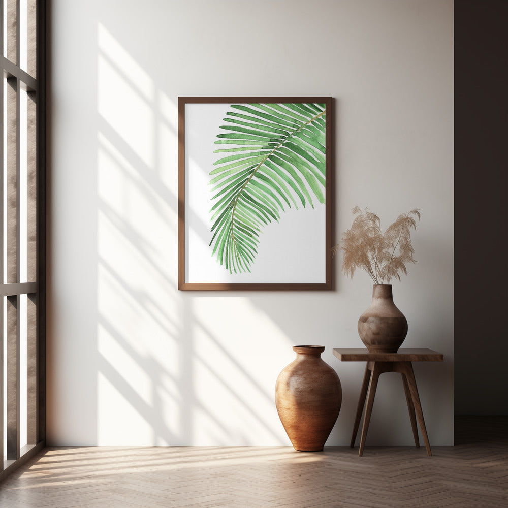 Palm leaf in loose watercolor Poster